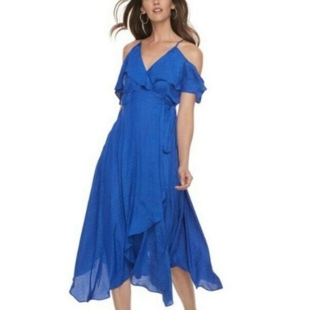 Jennifer Lopez Wrap Dress Hypnotic Blue Size XS